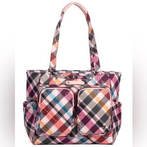 Lug Trotter Tote Pink Plaid. NWT. Includes crossbody strap.